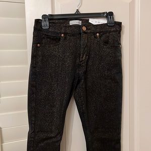 Ann Taylor Loft Gold Glitter Skinny Jeans